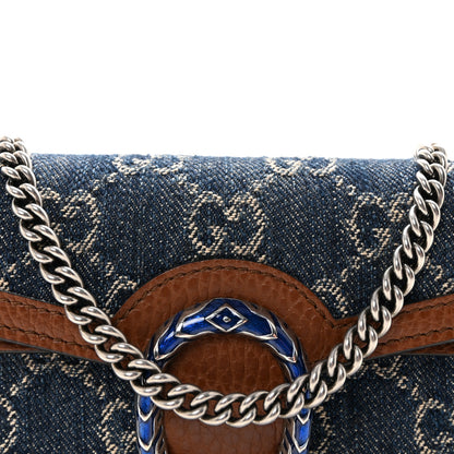 Gucci New Denim GG Monogram Dollar Calfskin Enamel Super Mini Dionysus Shoulder Bag Blue Tea Cuir Epilog Electric Blue 7 of 10