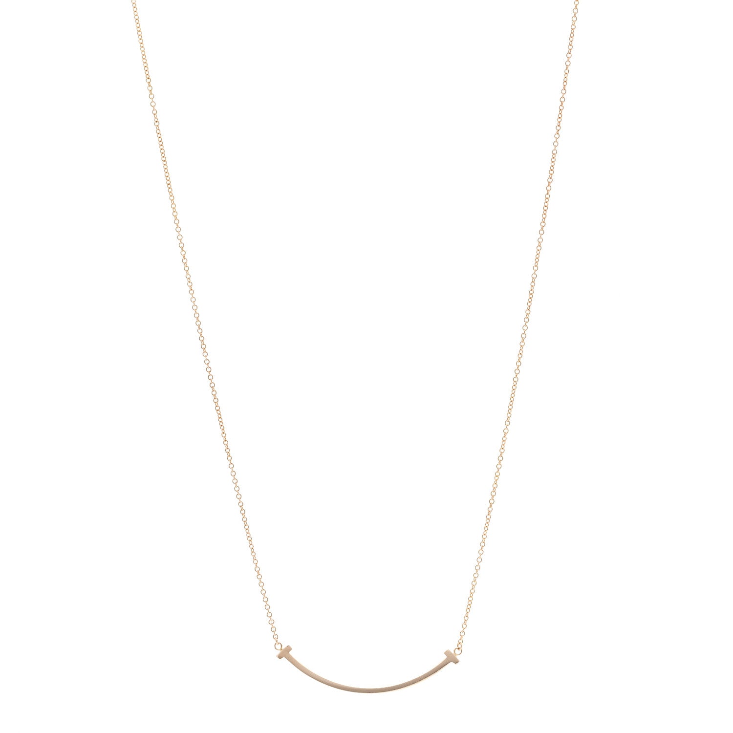 Tiffany 18K Rose Gold Small T Smile Pendant Necklace 1 of 4