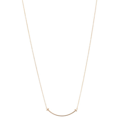 Tiffany 18K Rose Gold Small T Smile Pendant Necklace 1 of 4