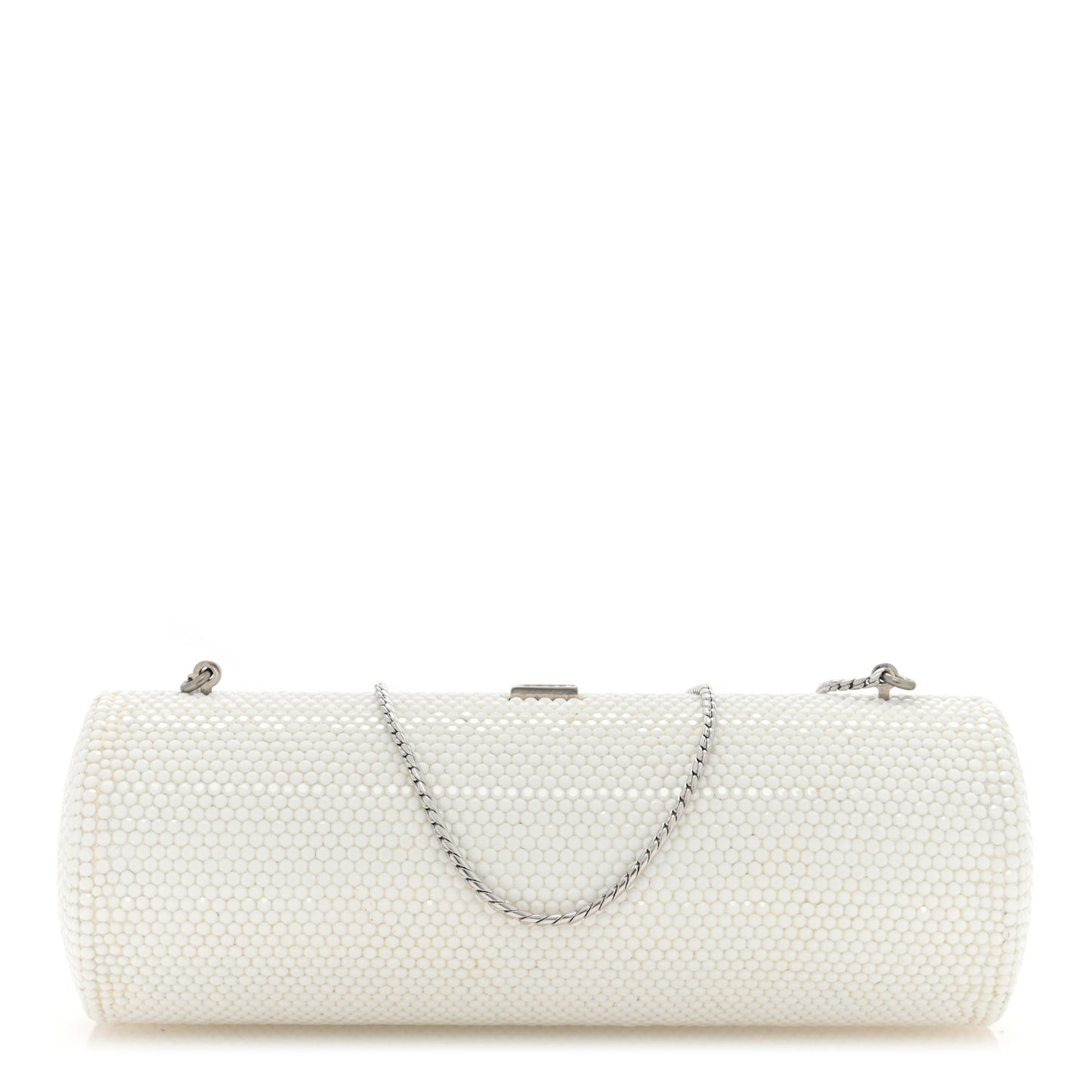 Crystal Minaudiere Clutch White