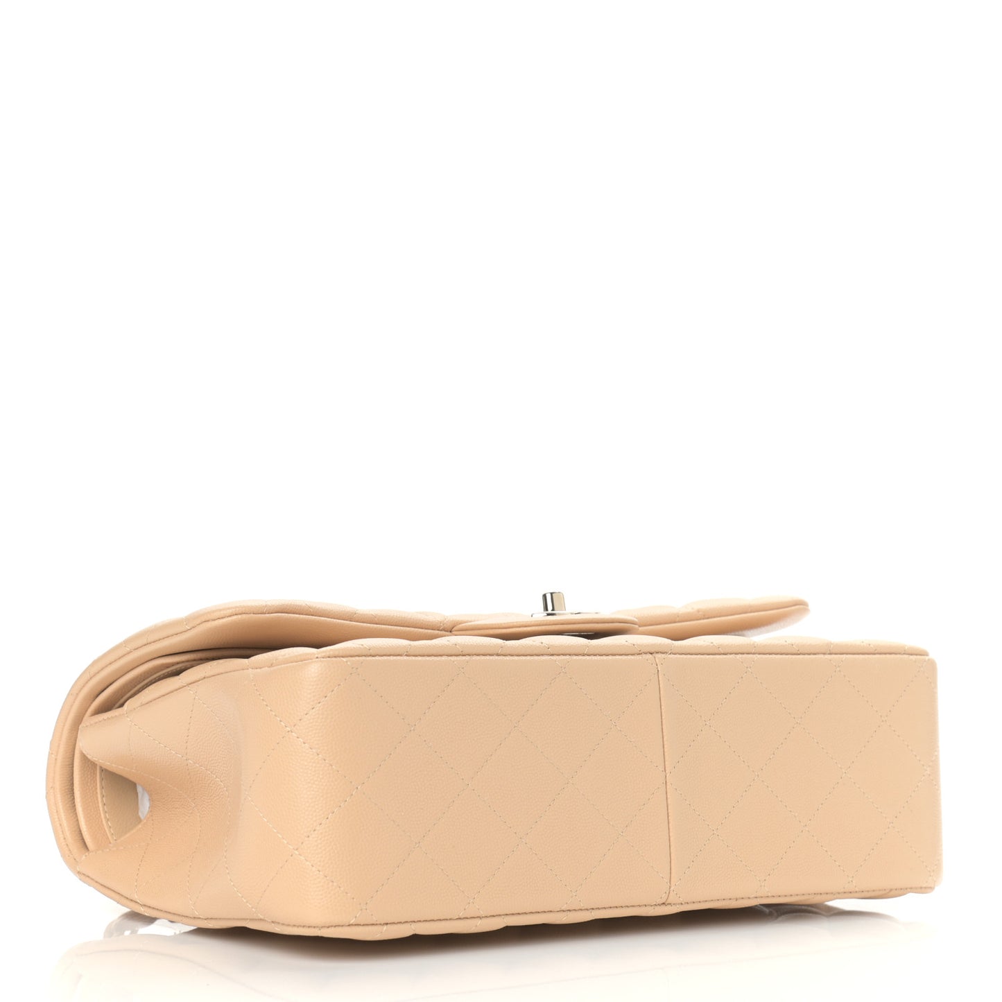 Caviar Quilted Jumbo Double Flap Beige Clair