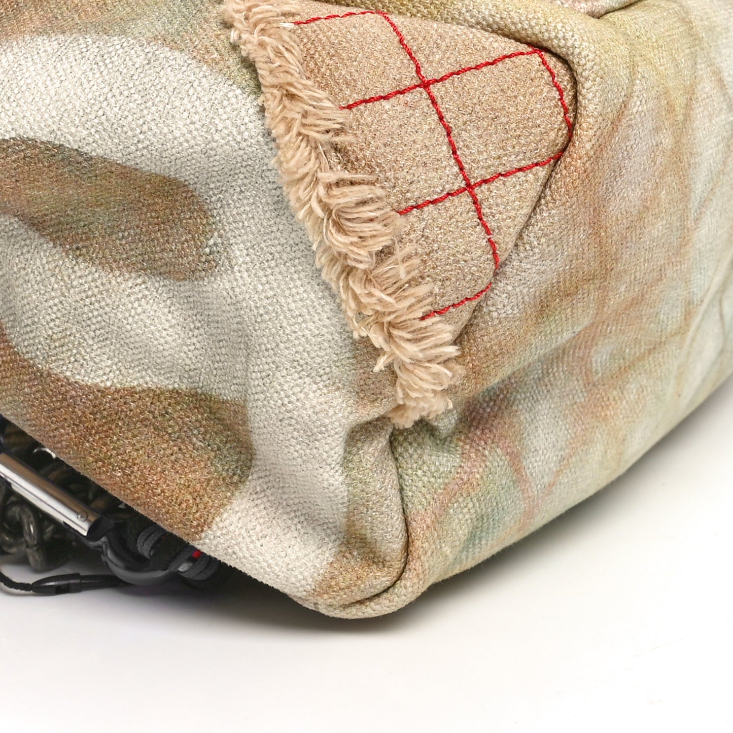 Graffiti Printed Canvas Medium Backpack Beige