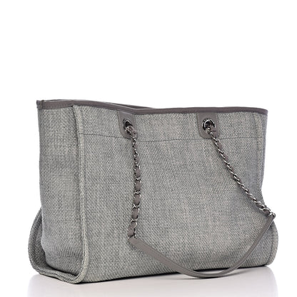 Chanel Woven Straw Raffia Small Deauville Tote Grey 3 of 10