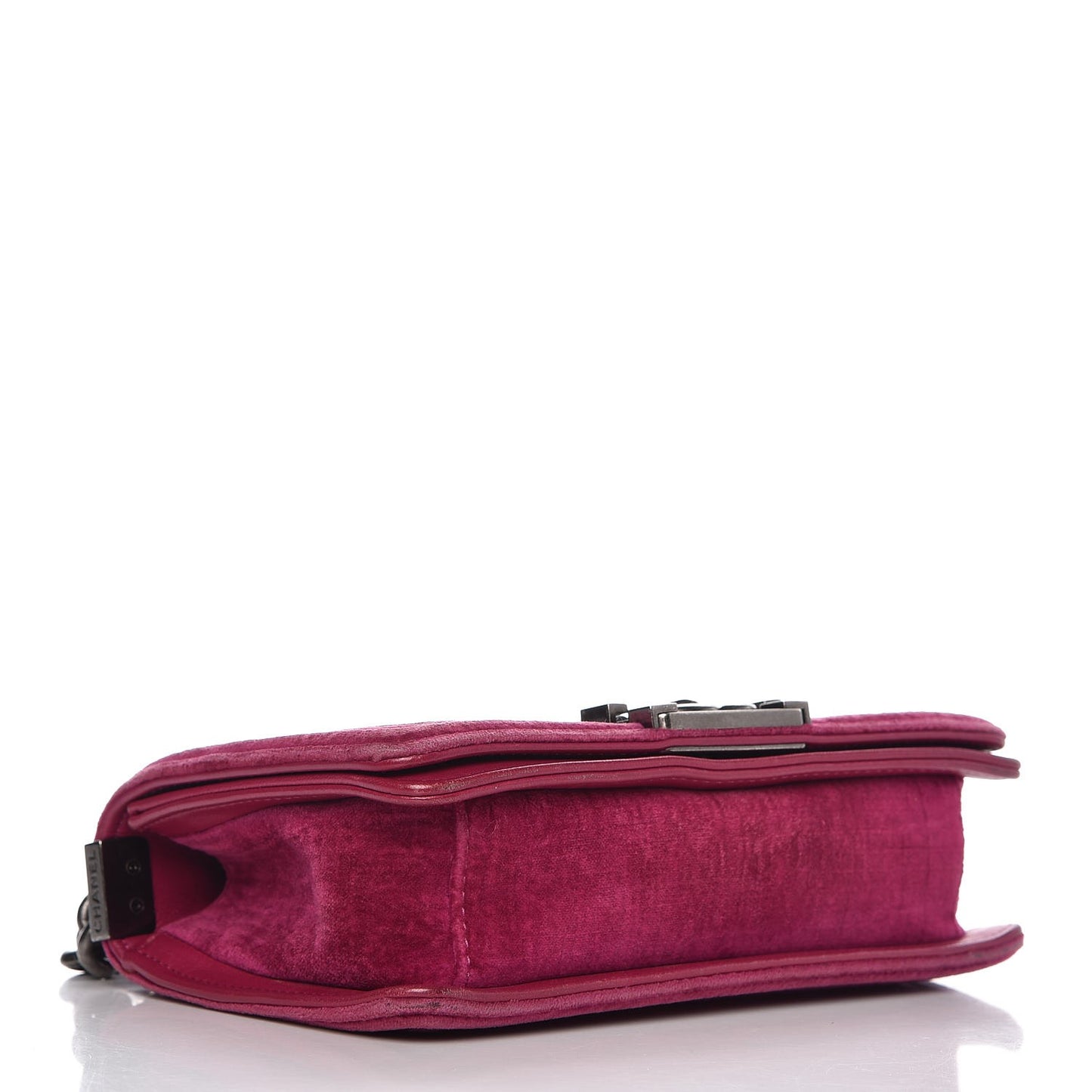 Velvet Quilted Small Boy Flap Fuchsia
