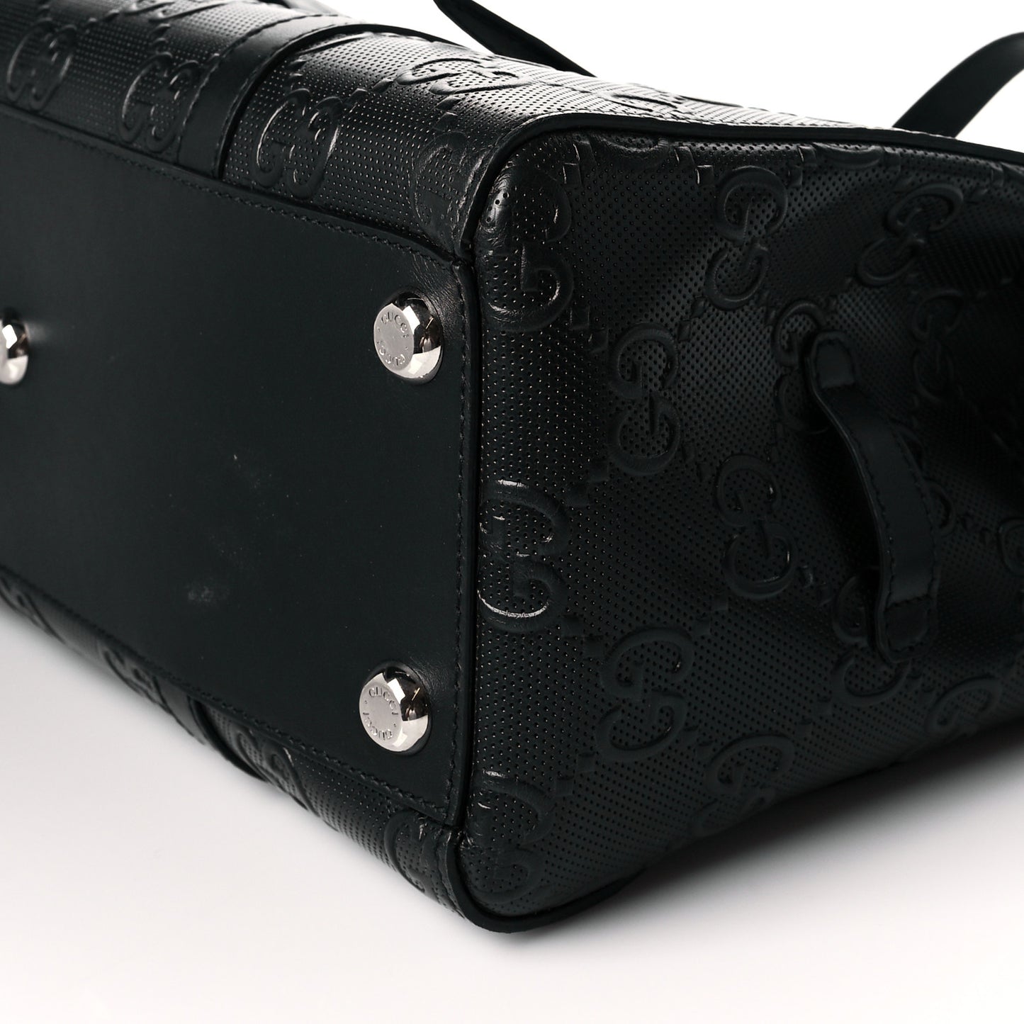 Calfskin GG Tennis Embossed Tote Bag Black