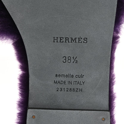 Hermes Woolskin Oran Sandals 38.5 Violet Fonce 8 of 9