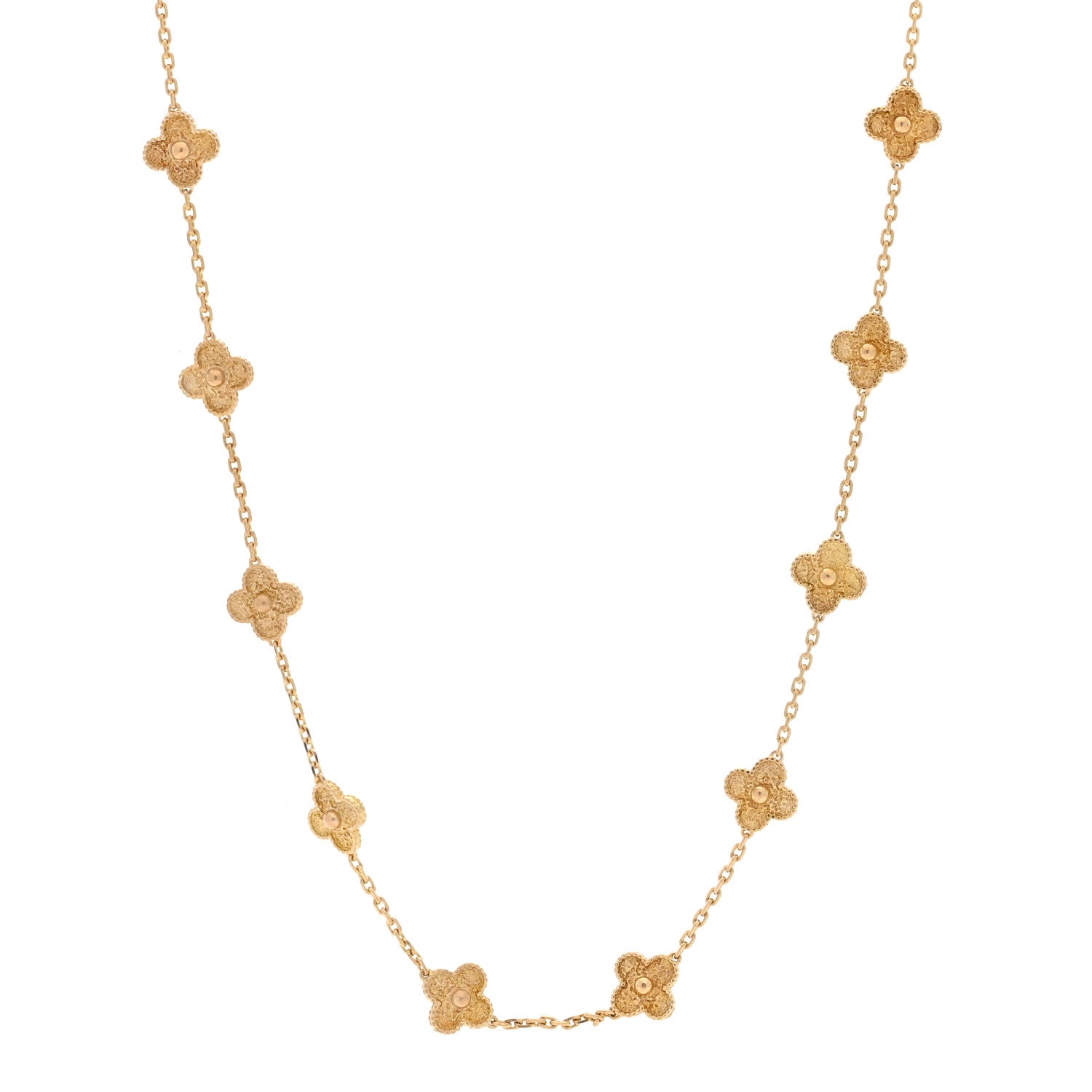 Van Cleef & Arpels 18K Yellow Gold 20 Motifs Vintage Alhambra Necklace 1 of 4