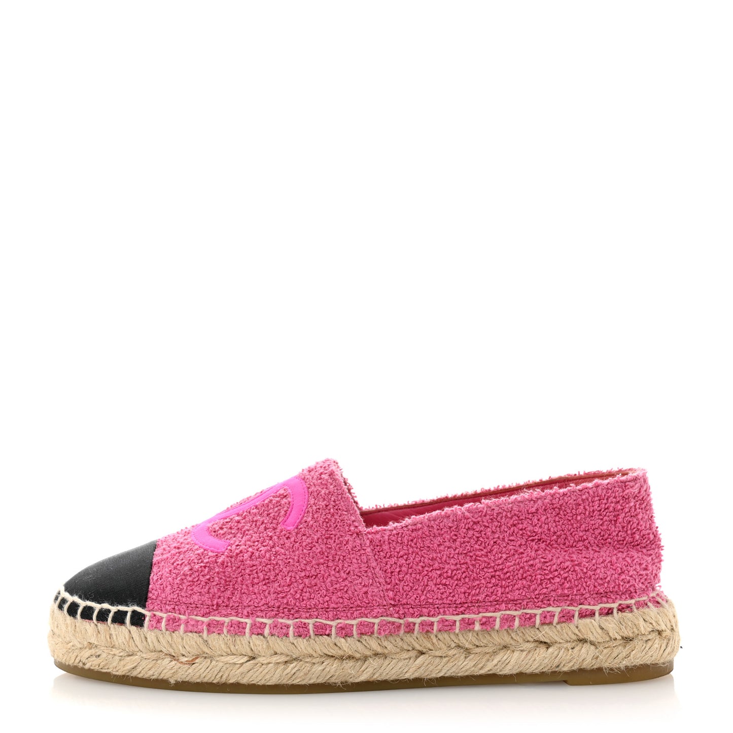 Fabric Grosgrain CC Espadrilles 38 Dark Pink Black