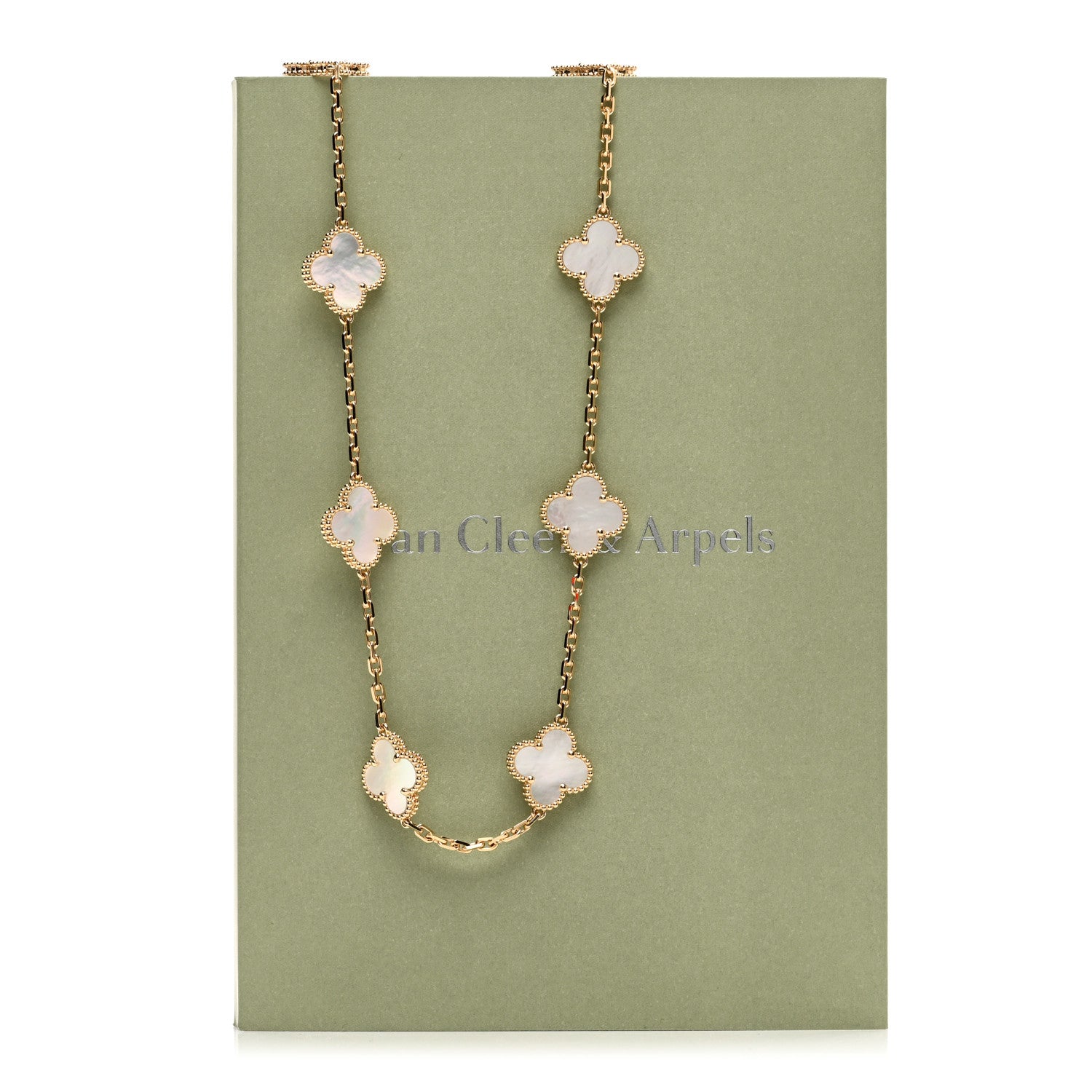 Van Cleef & Arpels 18K Yellow Gold Mother of Pearl 20 Motifs Vintage Alhambra Necklace 6 of 6