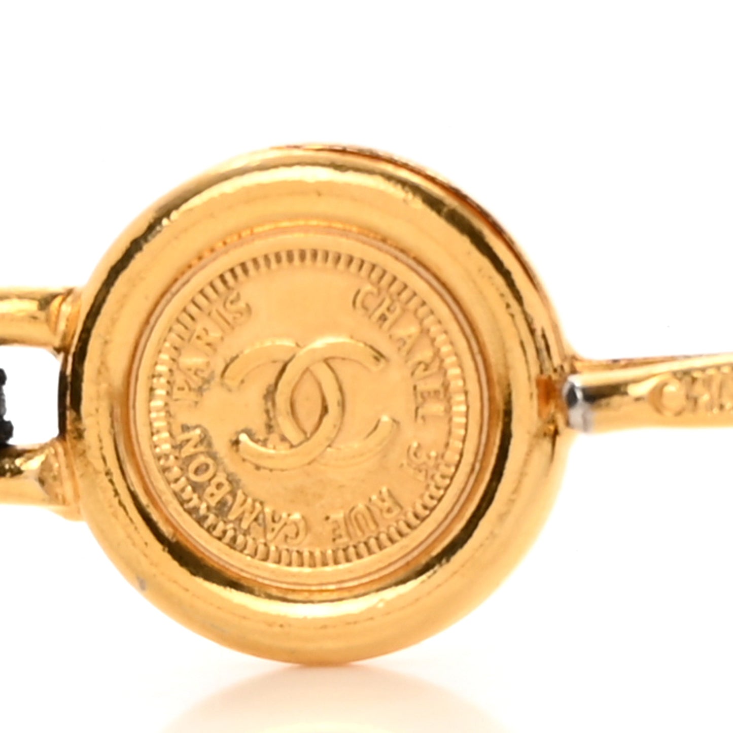 Lambskin Chain CC Medallion Belt Black Gold
