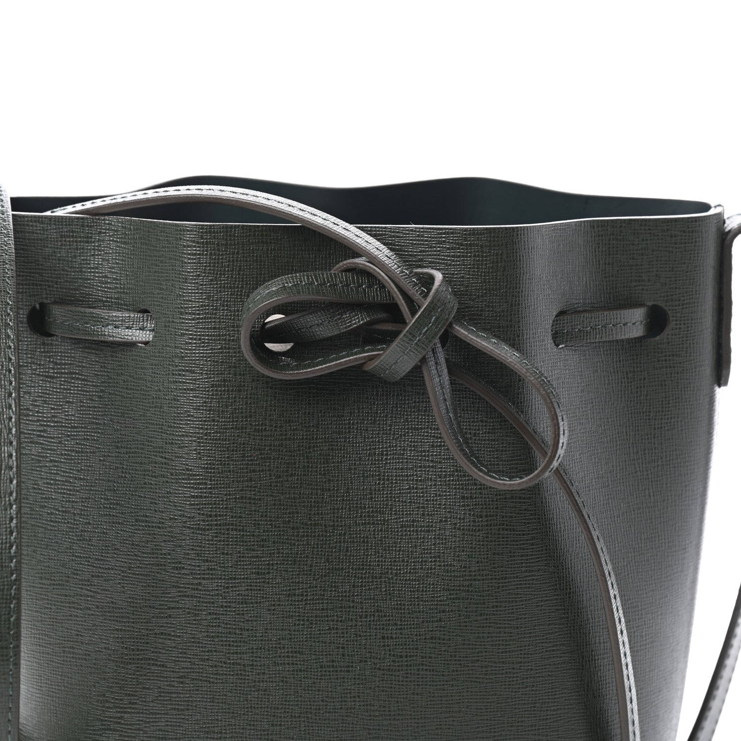 Mansur Gavriel Saffiano Mini Mini Bucket Bag Dark Green 7 of 9