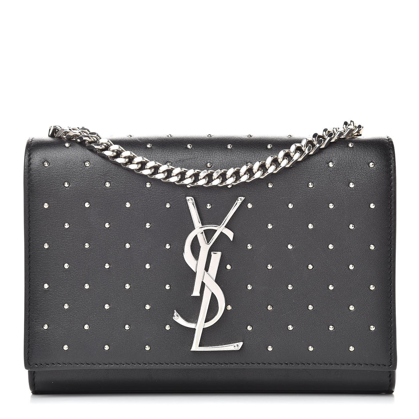 Calfskin Studded Small Monogram Kate Satchel Black