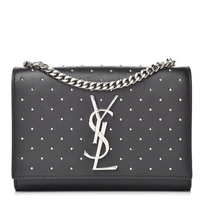 Saint Laurent Calfskin Studded Small Monogram Kate Satchel Black 2 of 14