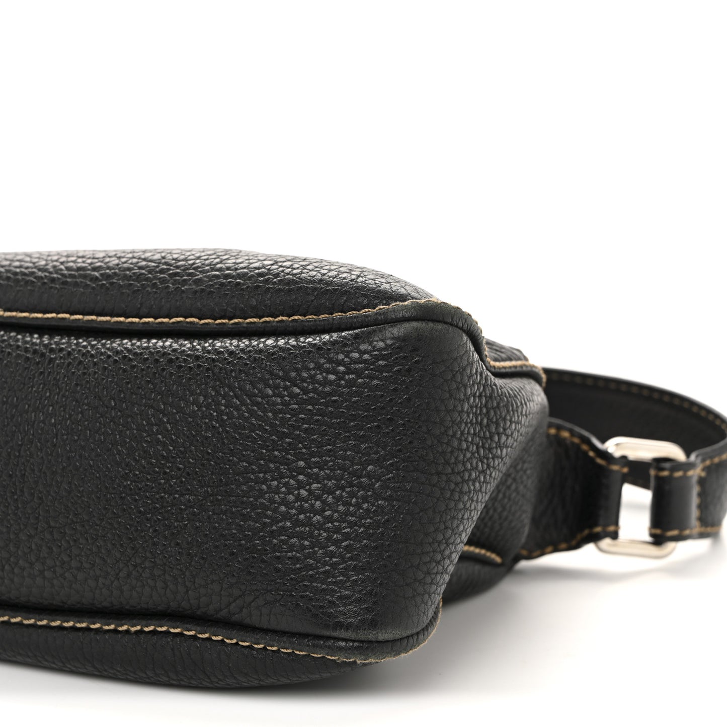 Grained Calfskin Tassel Shoulder Bag Black