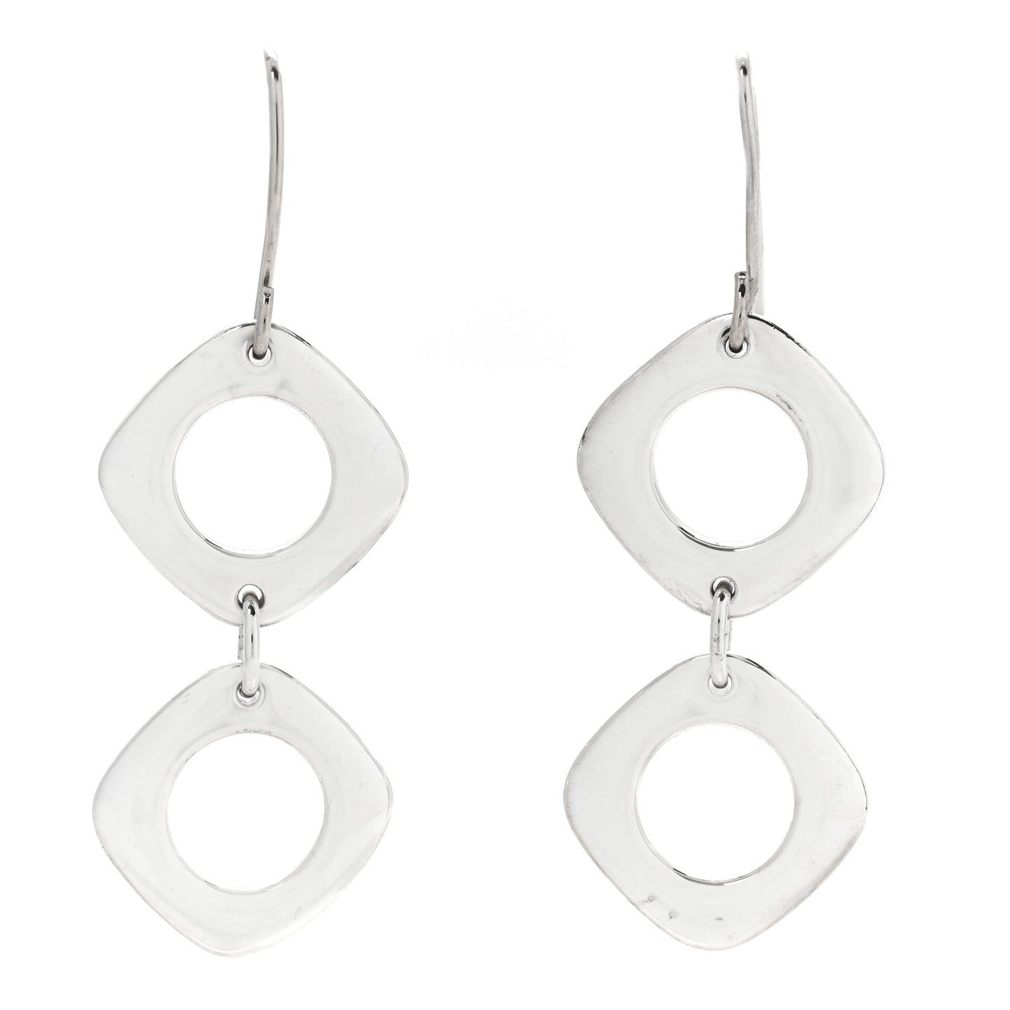 Sterling Silver Cushion Square Link Drop Earrings