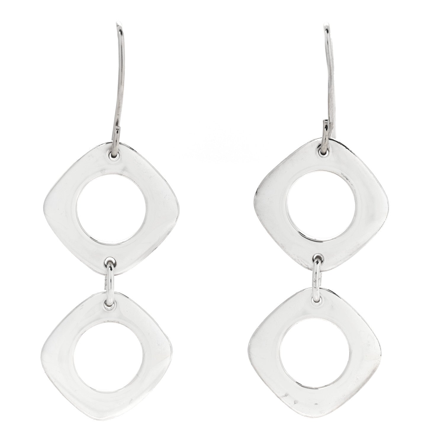 Tiffany Sterling Silver Cushion Square Link Drop Earrings 1 of 4