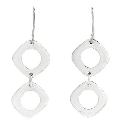 Tiffany Sterling Silver Cushion Square Link Drop Earrings 1 of 4