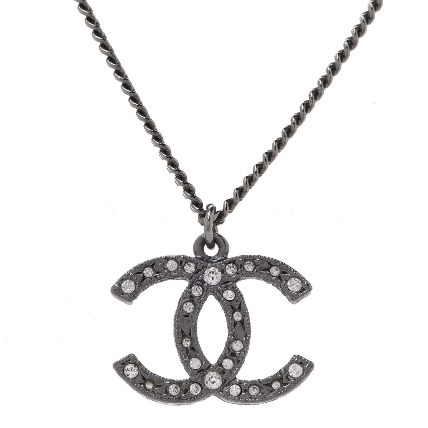 Crystal CC Necklace Silver
