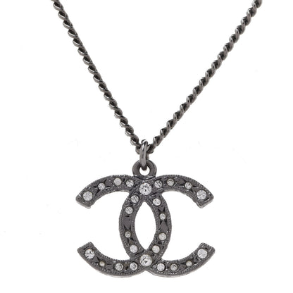Chanel Crystal CC Necklace Silver 4 of 7