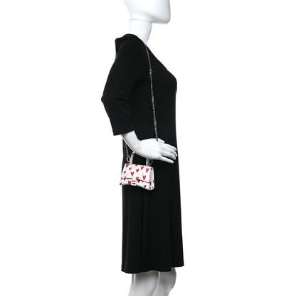 Balenciaga Smooth Calfskin Heart Hourglass Top Handle Bag Mini with Chain White Red 2 of 10