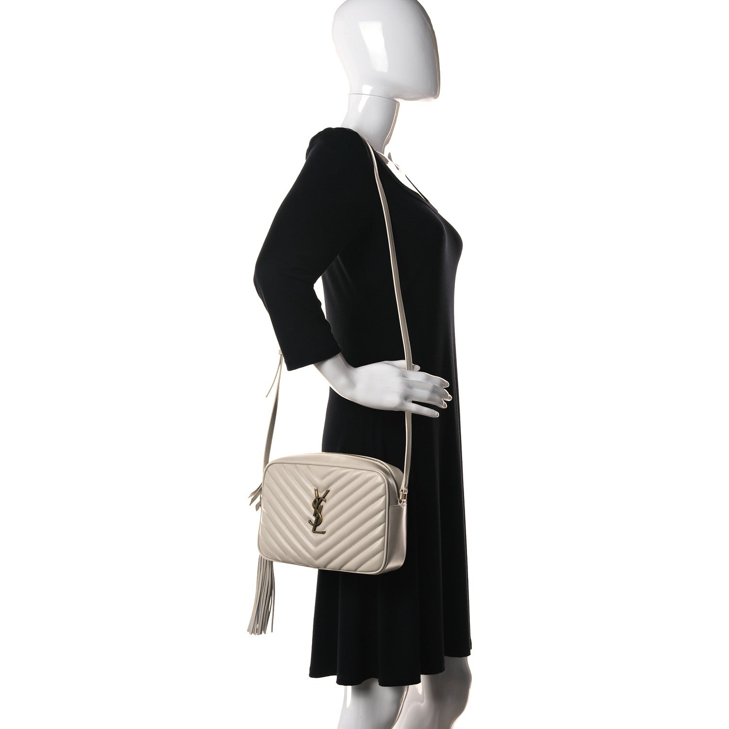 Saint Laurent Calfskin Matelasse Monogram Lou Camera Bag Ivory Natural 2 of 9