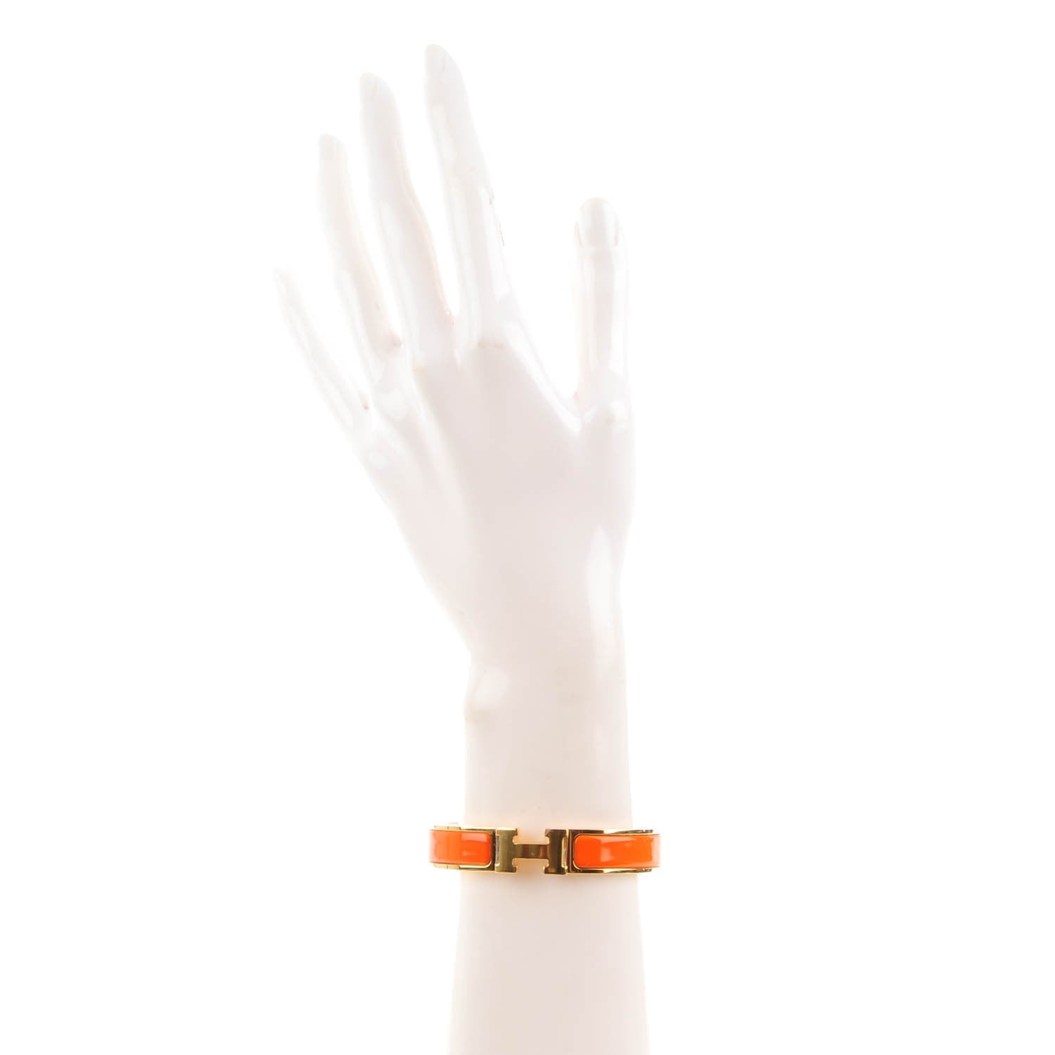 Hermes Enamel Narrow Clic Clac H Bracelet PM Orange 2 of 6