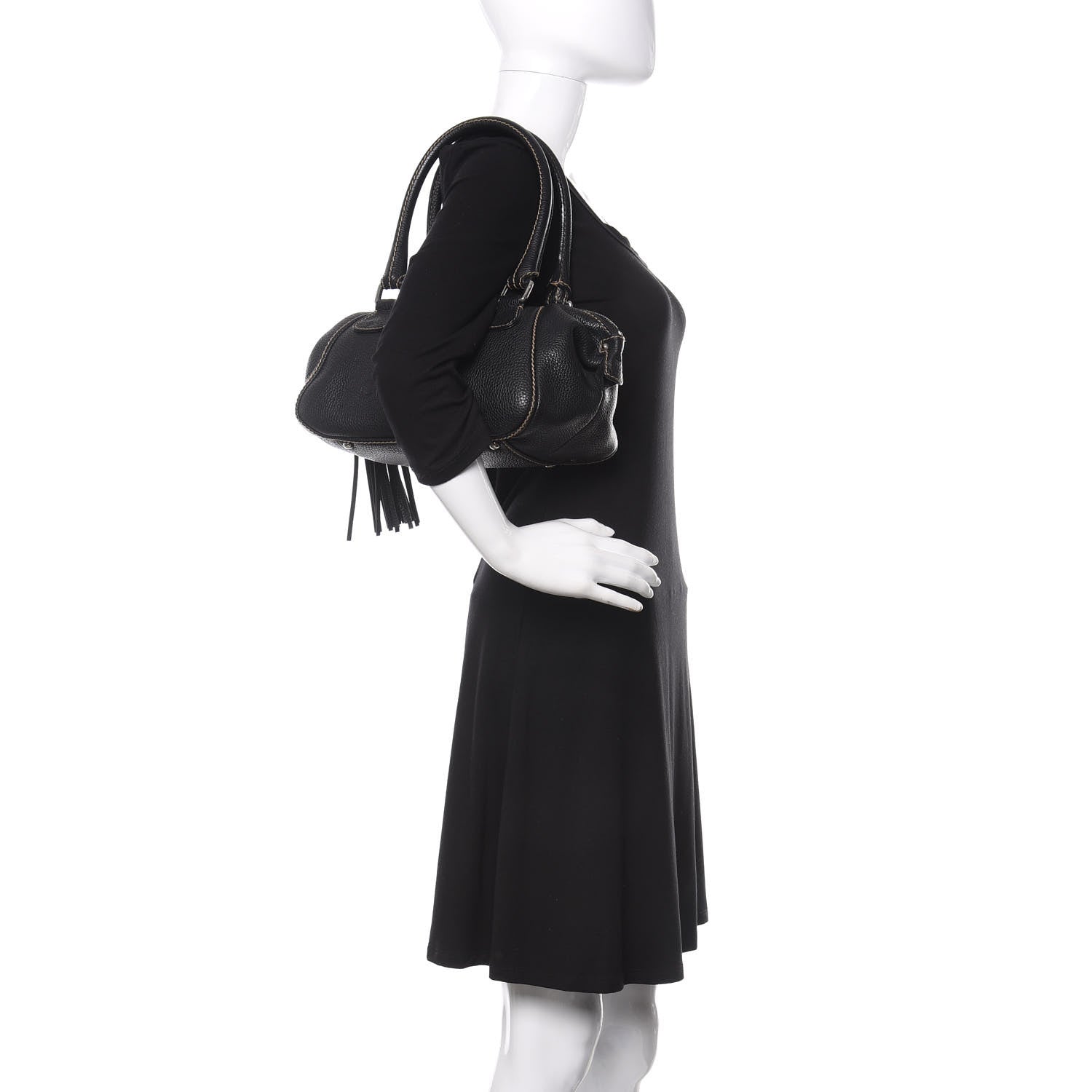 Chanel Calfskin Large Tassel Bowler Black 2 of 15