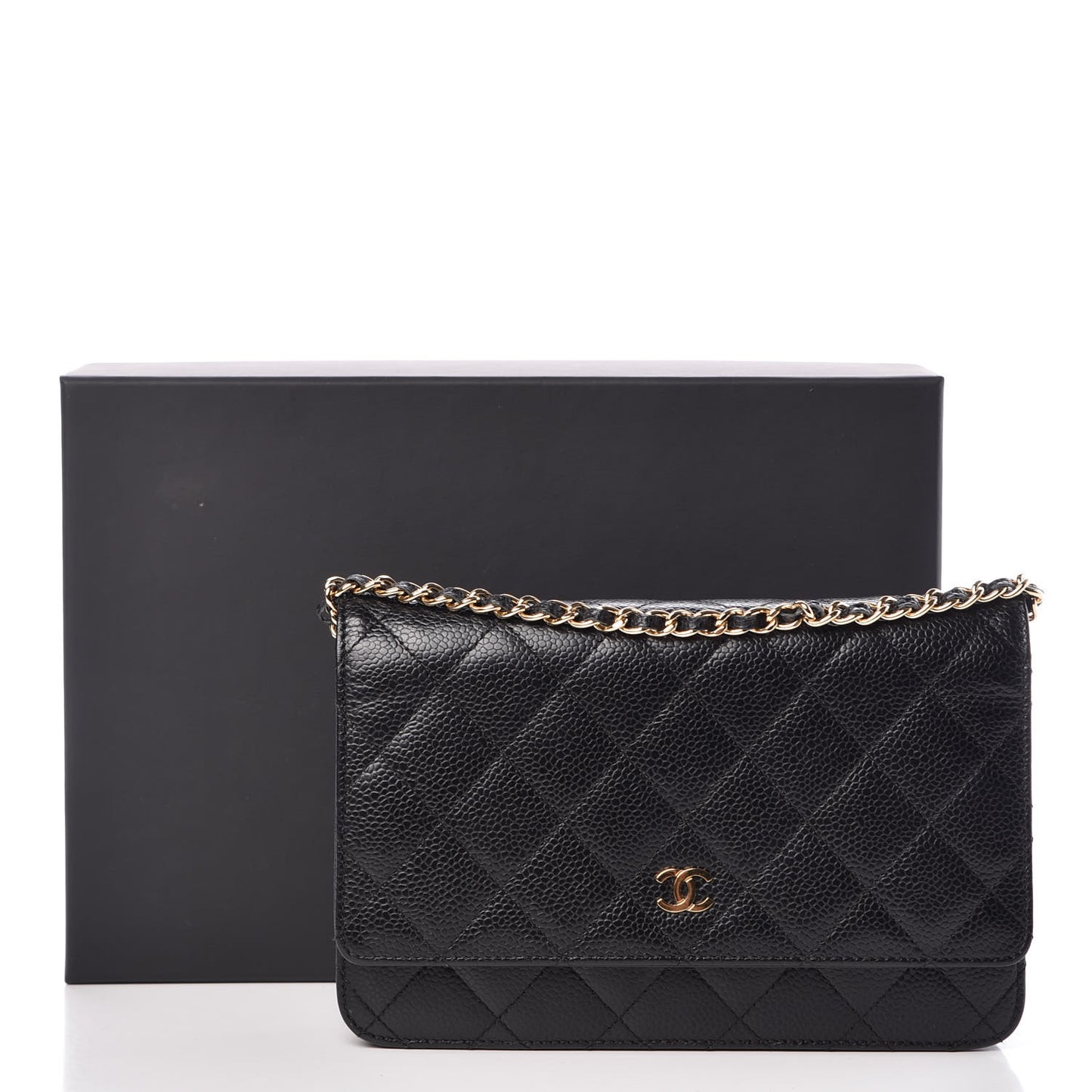 Caviar Quilted Wallet On Chain WOC Black