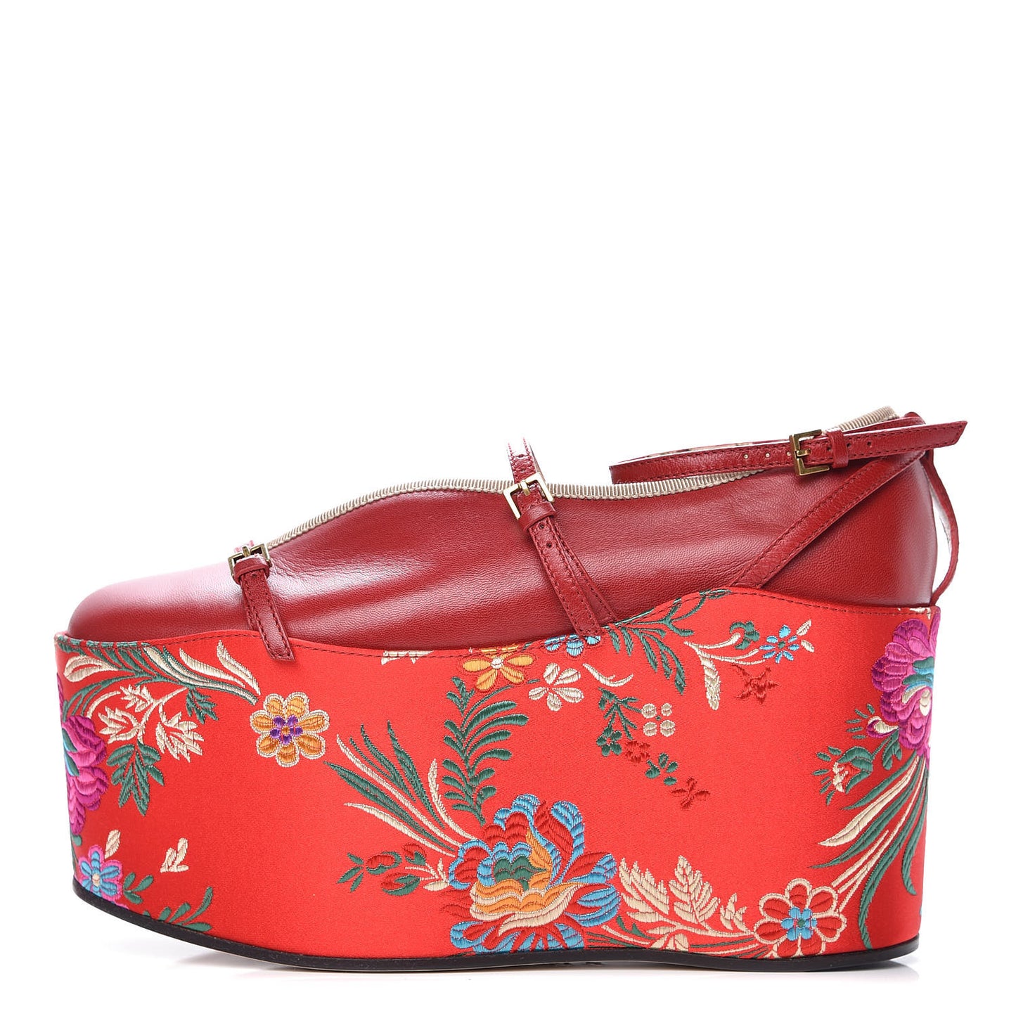Malaga Kid Silk Hannelore Detachable Platform Slide 37.5 Hibiscus Red