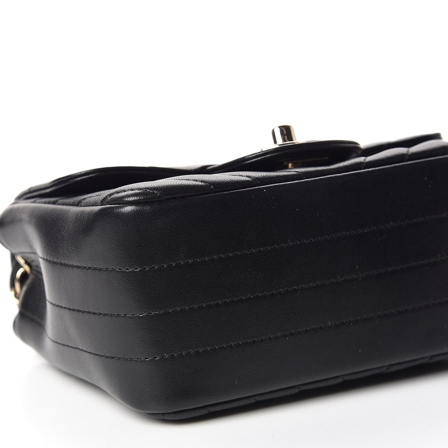 Lambskin Chevron Quilted Mini Square Flap Black
