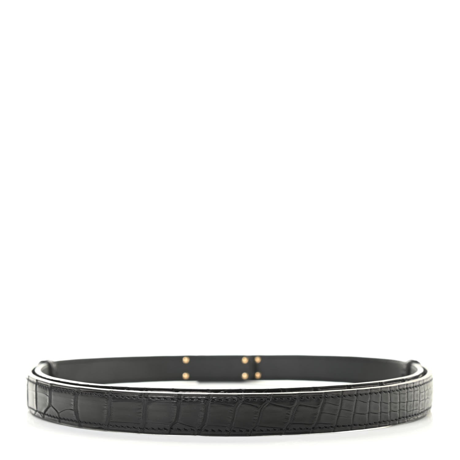 Hermes 18K Yellow Gold Diamond Matte Alligator Kelly Belt Black 2 of 6