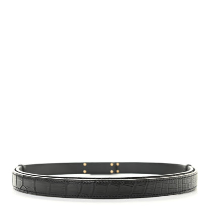 Hermes 18K Yellow Gold Diamond Matte Alligator Kelly Belt Black 2 of 6