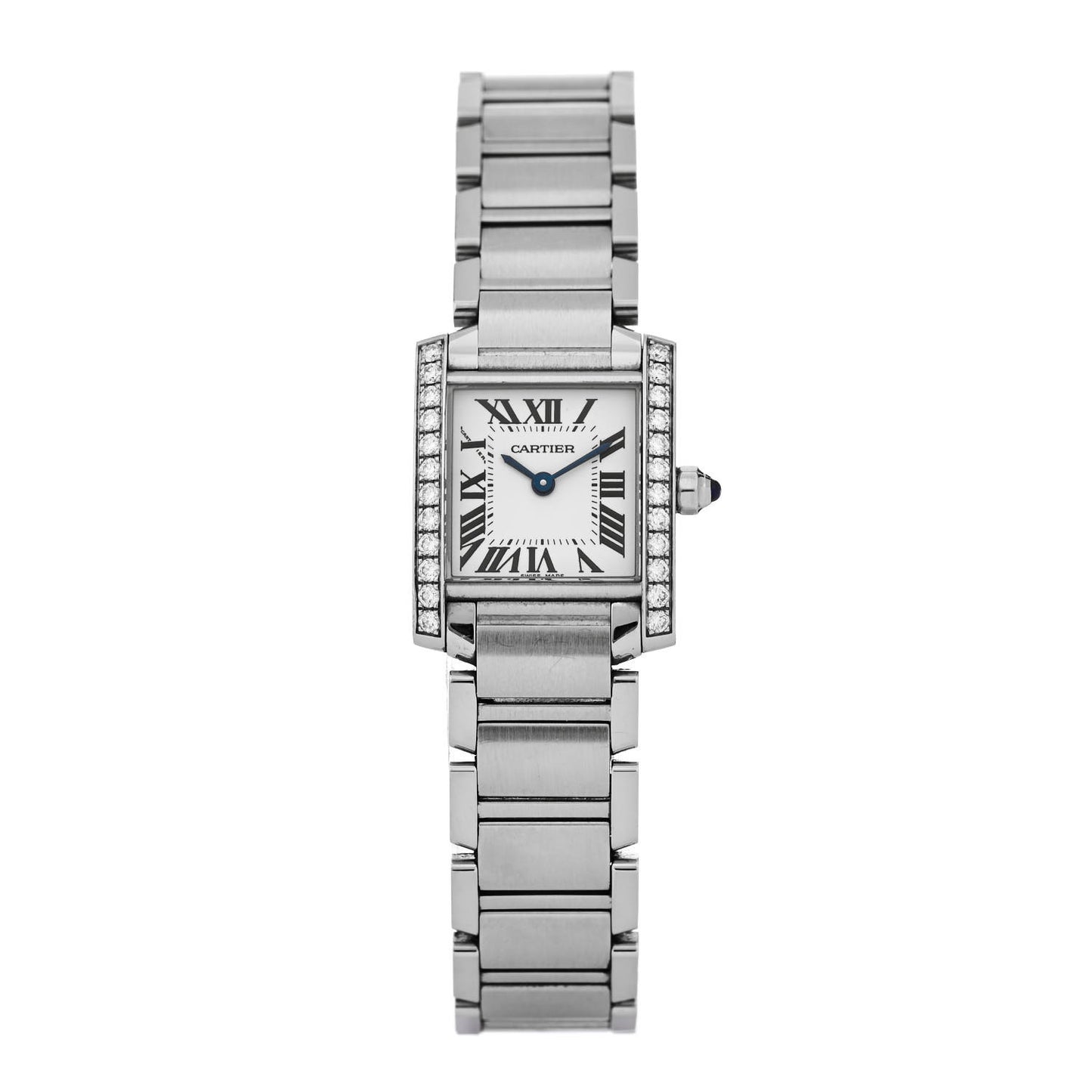Stainless Steel Diamond Bezel 20mm Tank Francaise Quartz Watch