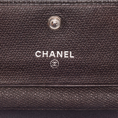 Chanel Grained Calfskin CC Button Compact Wallet Dark Brown 7 of 17