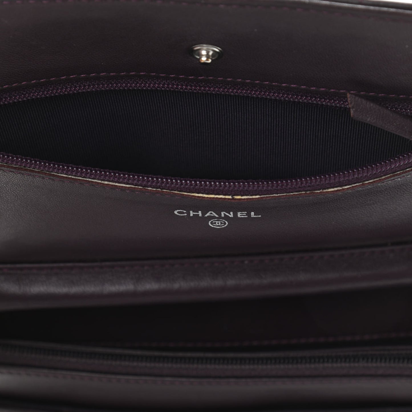 Lambskin Quilted Wallet On Chain WOC Burgundy