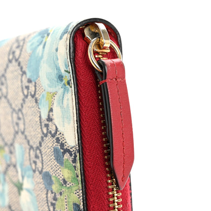 Gucci GG Supreme Monogram Blooms Zip Around Wallet Blue Red 11 of 17
