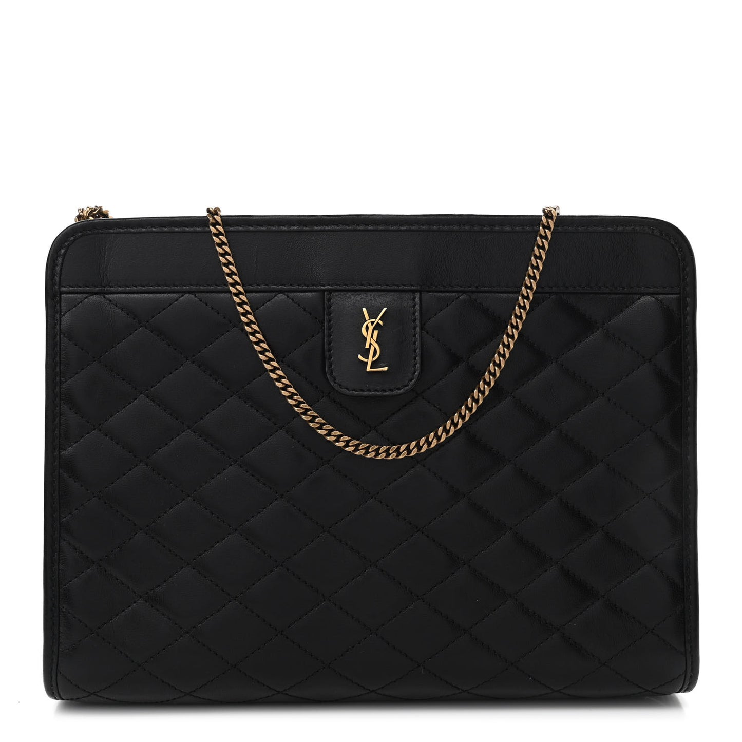 Lambskin Quilted Monogram Baby Victoire Chain Clutch Bag Black