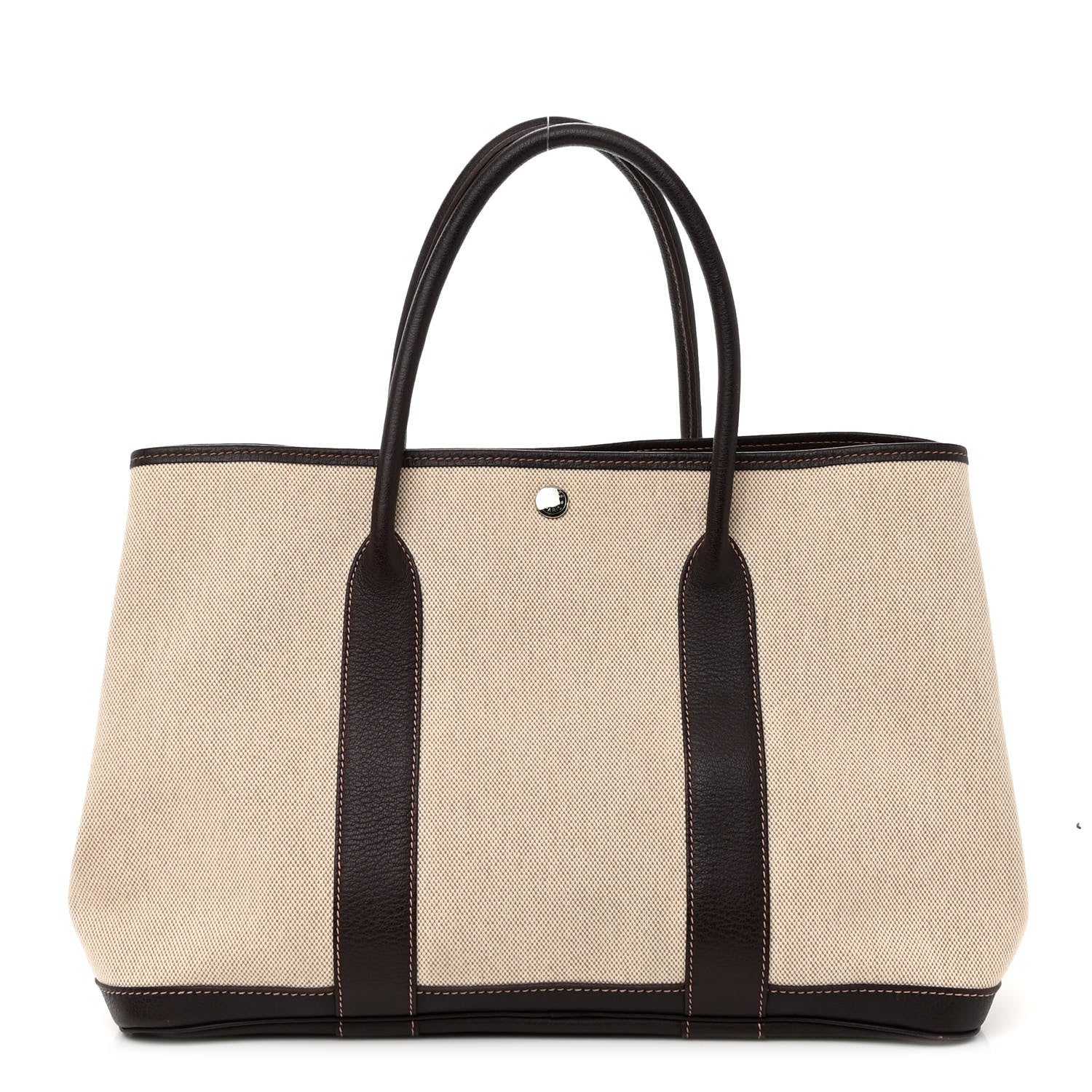 Hermes Buffle Skipper Toile Garden Party 36 MM Tote Marron Fonce 1 of 9