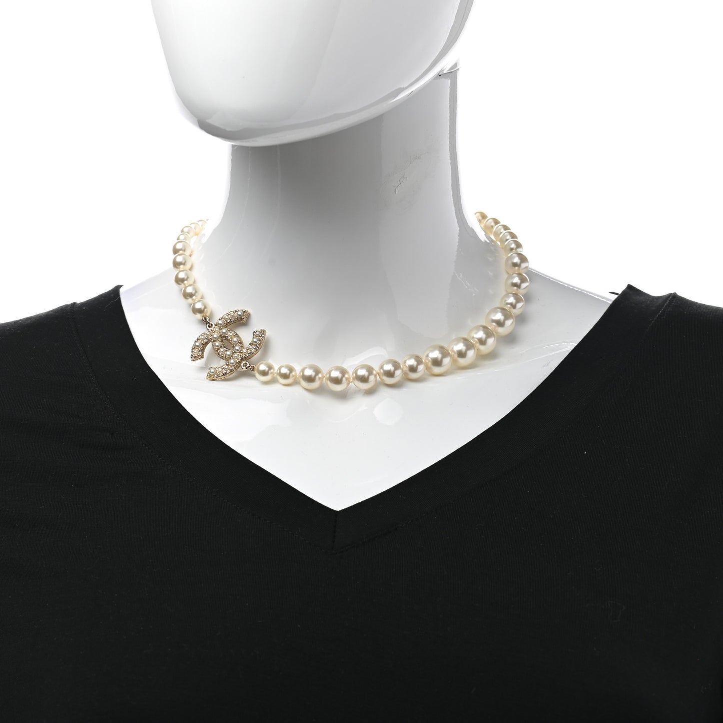 Pearl CC 100th Anniversary Necklace Light Gold