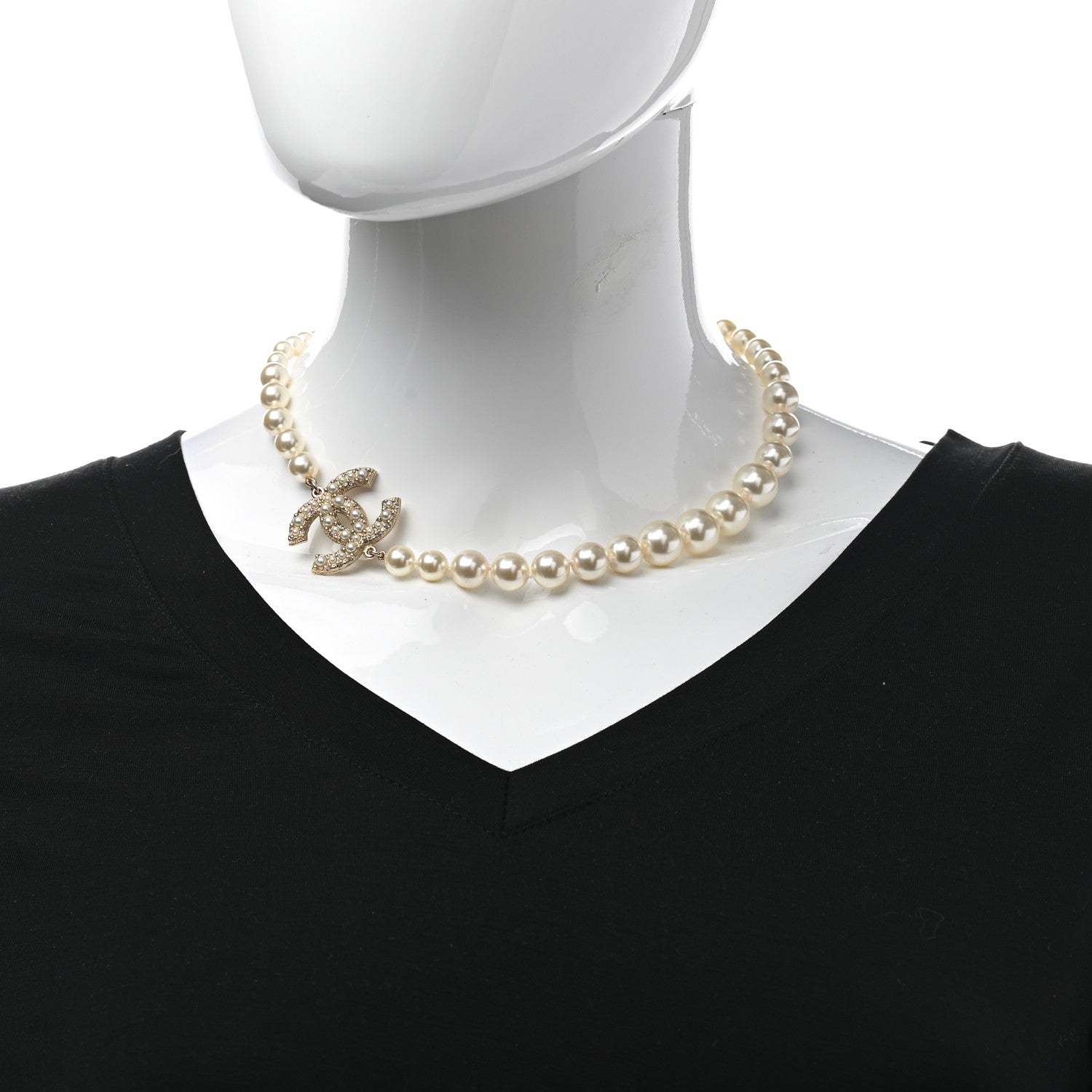 Chanel Pearl CC 100th Anniversary Necklace Light Gold 2 of 6