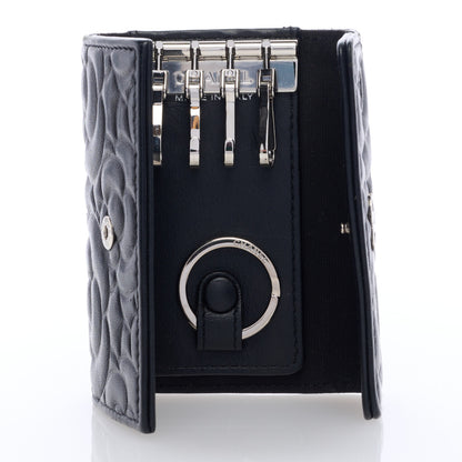 Chanel Goatskin Camellia Embossed 4 Key Holder Black 5 of 6