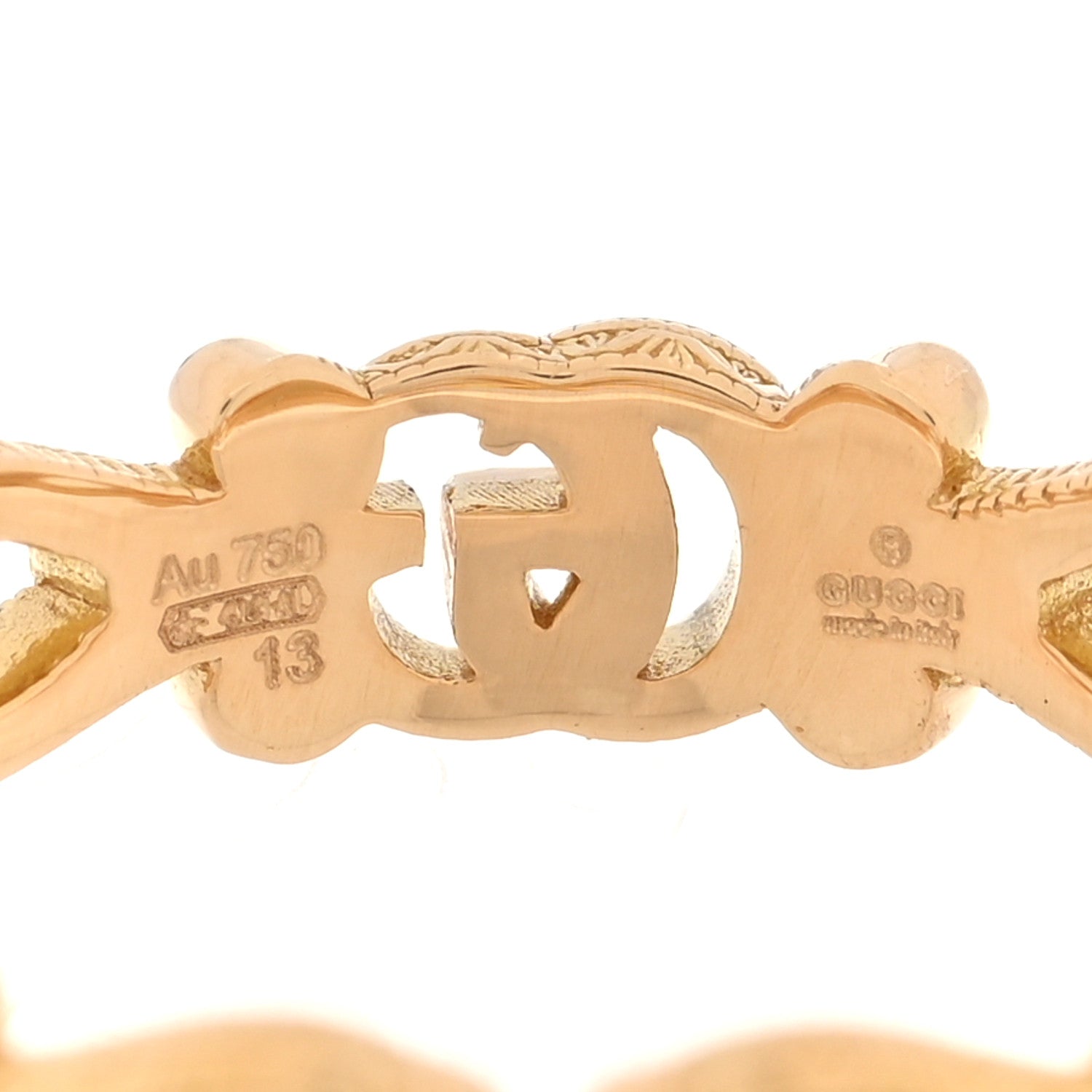Gucci 18K Yellow Gold Diamond Flora Band Ring 53 6.25 4 of 4