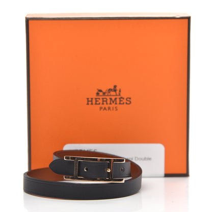 Hermes Chamonix Behapi Double Tour Bracelet T2 Black Gold 6 of 6
