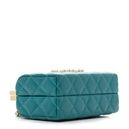 Chanel Lambskin Quilted Pearl CC Vanity Case Turquoise 4 of 11