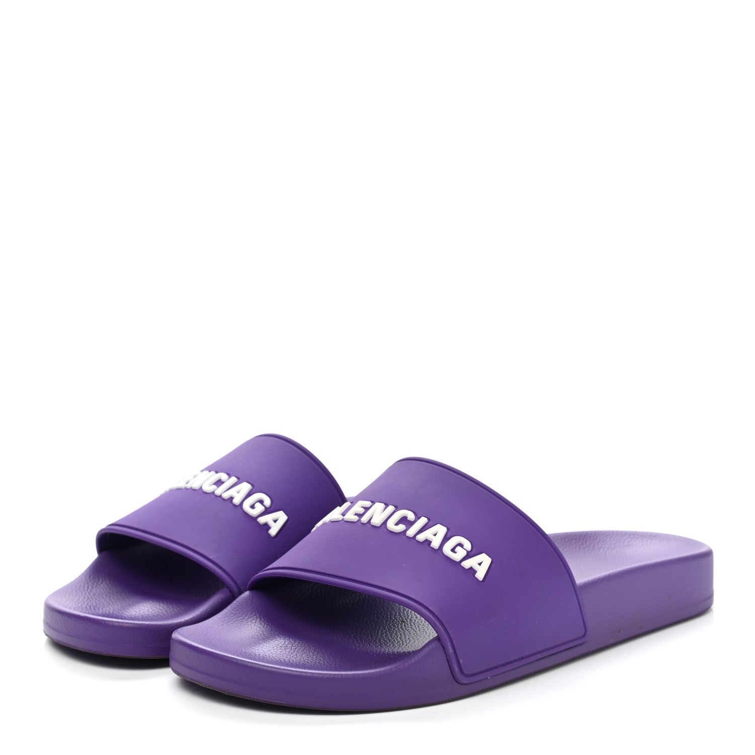 Balenciaga Rubber Womens Logo Pool Slide Sandals 39 Purple White 3 of 12