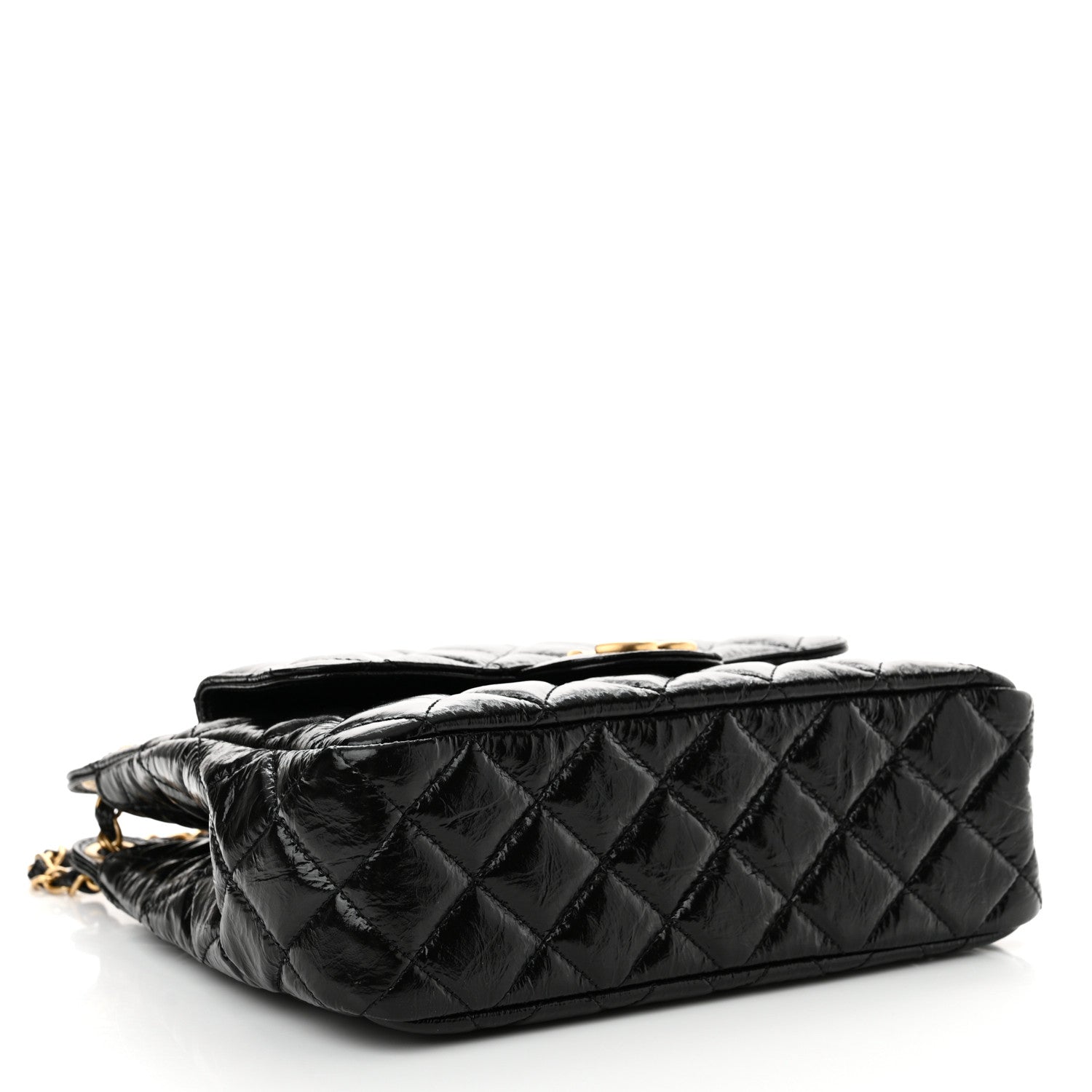 Chanel Shiny Crumpled Calfskin Quilted Wavy CC Hobo Black 4 of 10