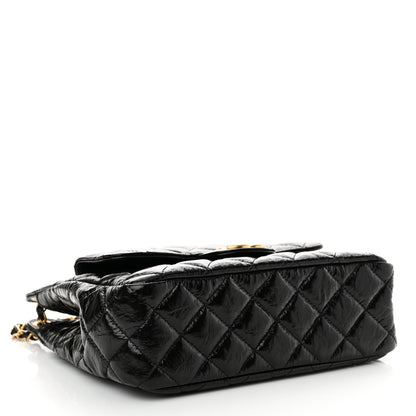 Chanel Shiny Crumpled Calfskin Quilted Wavy CC Hobo Black 4 of 10