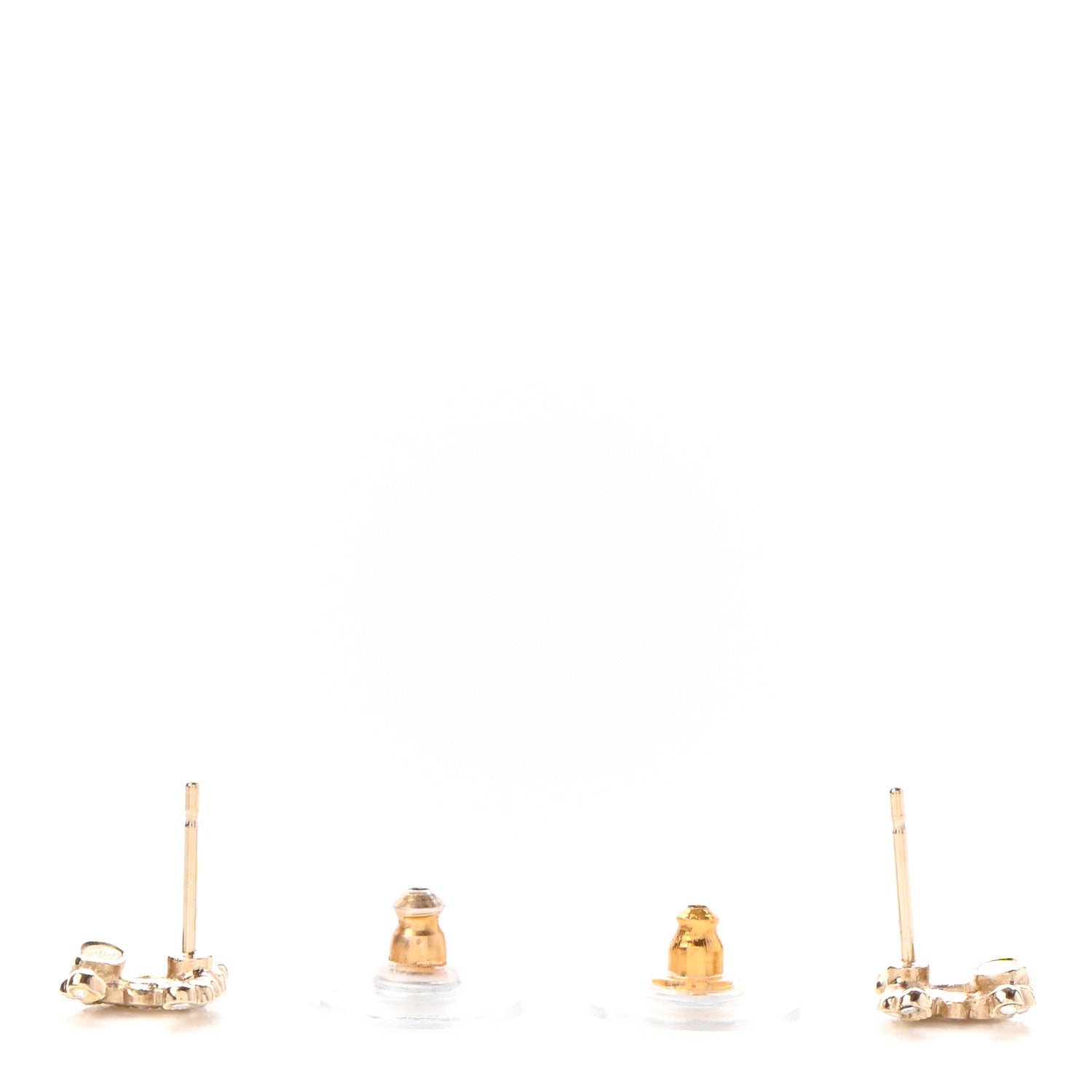 Chanel Crystal CC Earrings Gold 3 of 4
