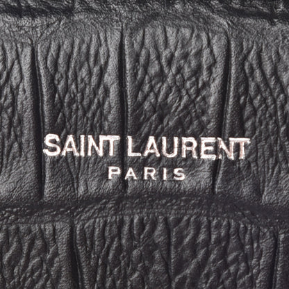 Saint Laurent Calfskin Crocodile Embossed Small Sac de Jour Black 9 of 11