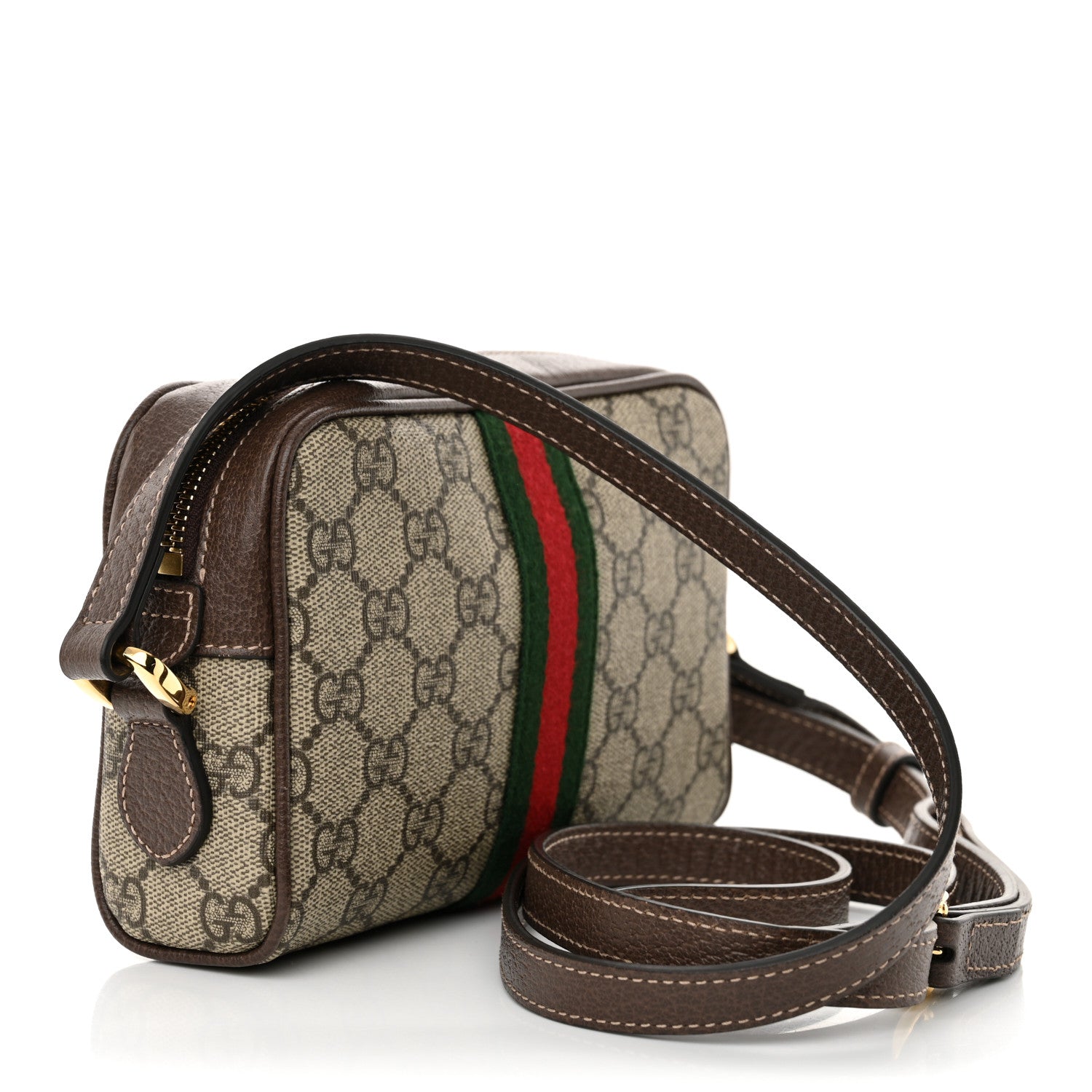 Gucci GG Supreme Monogram Web Mini Ophidia Shoulder Bag Brown 2 of 12